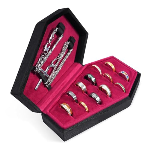 Mens Velvet Ring Box Organizer Coffin-Shape Unisex Storage Case for Rings - image 2