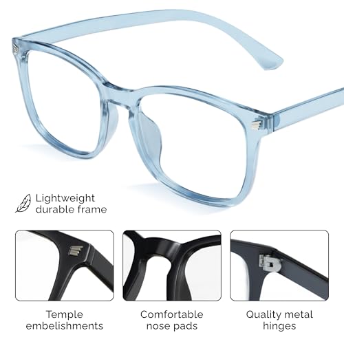 Image of livho High Tech Blue Light Blocking Computer Glasses | Advanced Blue Light Blocking, Screen Fatigue Protection, UV Protection, Black + Clear Blue