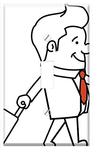 Switch Plate Single Toggle - Man Travel Smartphone Briefcase Suitcase Looking