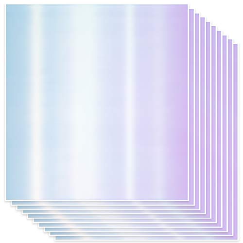 Opal Holographic Vinyl Permanent Sheets (10pk,12x11in) Opal Vinyl for Cricut and Oracal 651. Iridescent Vinyl Adhesive Bundle with Reflective Rainbow Metallic Foil Effect for Outdoor DIY Stickers
