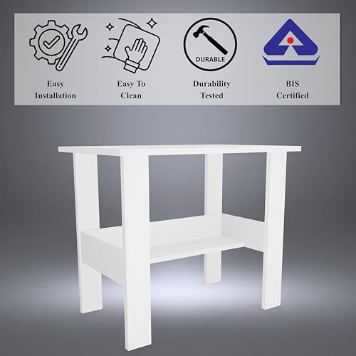 Image of beAAtho Spectrum Desk Multipurpose Workstation for Home, Office, or Study, Engineered Wood with Large Spacious Top, Open Shelf Storage, Durable & Tested for Strength, Easy to Assemble.(White)(DIY)