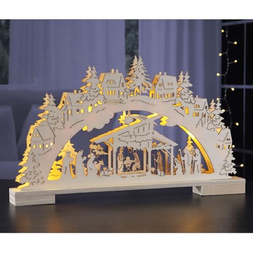 bonsport Schwibbogen aus Holz - Lichterbogen für Weihnachten mit 9...