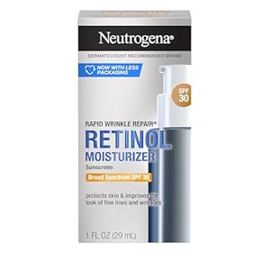 Neutrogena Retinol Face Moisturizer, Rapid Wrinkle Repair with SPF 30 Sunscreen, Daily Anti-Aging Face Cream with Retinol & Hyaluronic Acid to Fight Fine Lines, Wrinkles, & Dark Spots, 1 fl. oz