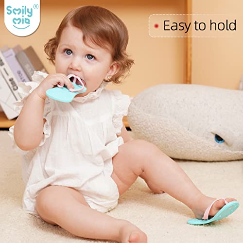 Image of Smily Mia Flip-Flop Baby Teething Toys, Silicone Baby Teether For 3M+, Chewing Toys for Babies Teething Pain Relief,Silicone Baby Shoes,left foot Blue