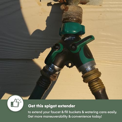 2WAYZ Hose Splitter - 2 Way Heavy Duty Garden Faucet Y Splitter with Shut Off Valve - All Metal Hose Bib Connector - Durable Outdoor Water Tap Adapter for Gardening, Lawn, Home Irrigation