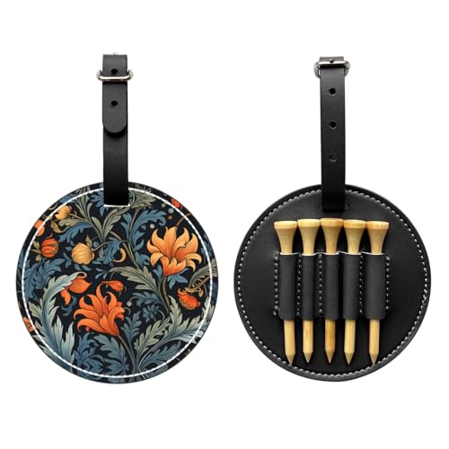 floral Black Printed golf tee storage bag - portable design, easy to organize tee