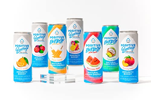 Positive Energy Beverage | 12-Oz Can, Pack Of 12 | Watermelon Mania | Zero Sugar Energy Drink, Immunity And Hydration Support #TOP6
