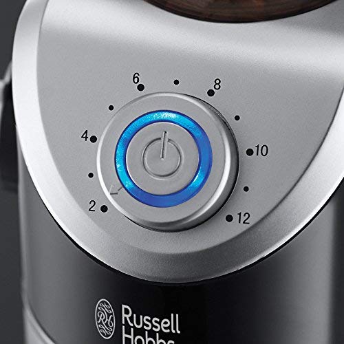 Miniatura 2 de Russell Hobbs Molinillo De Café Eléctrico Classics - 3 Ajustes De Molienda: Fino, Medio Y Grueso, Capacidad 100 G, 12 Tazas, Recepiente Extraíble Y Lavable, Indicador Led Encendido, Negro - 23120-56