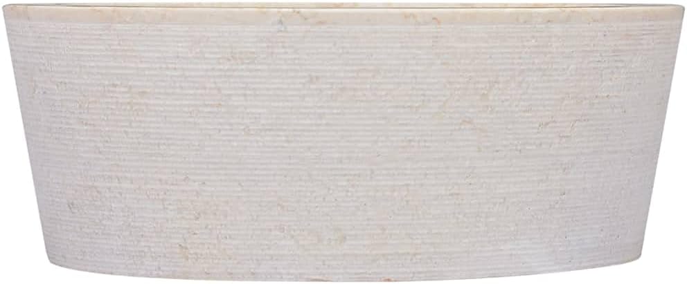 vidaXL Sink Home Indoor Bathroom Washroom Hardware Plumbing Fixture Interior Sink Wash Bowl Natural Stone Basin Vanity Vessel Cream Marble