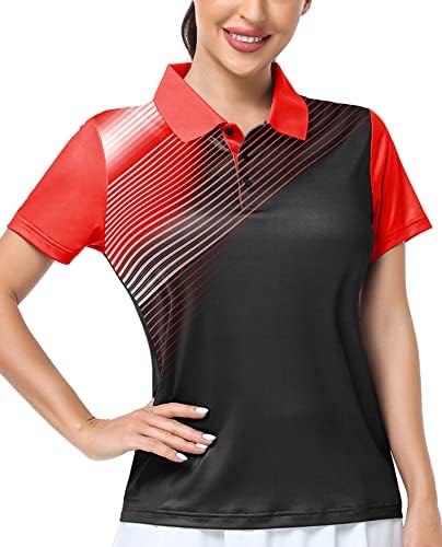 IGEEKWELL Footjoy Golf Shirts Women Collared Polo Lightweight Wrinkle Free Flower Printed Polos Golf Outfits
