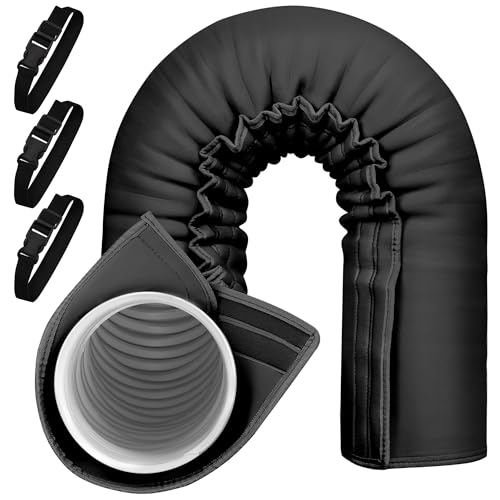 Haoall Portable AC Hose Insulation Sleeve Fits 5 & 5.9 Diameter Exhaust Hose Insulated Hoses Duct Vent Cover Easy to Install with 3 Adjustable Straps Black
