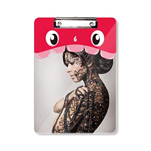 Porte-bloc A4 Religion rigide avec pince de bureau motif moderne Brunette Beauty Body Gal Mouth