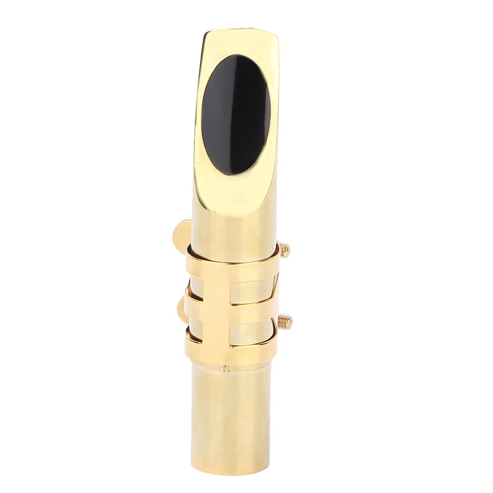 Tissting Bec de Saxophone Baryton Métal, Accessoire Musical avec Bouchon et Coussinets, Laiton Durable pour Musiciens de Saxophone (5C)