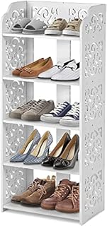 White Carved Shoe Rack, 5-tier Shoe Rack White Shoe Rack White Corner Shoe Cabinet Modern White Shoe Rack Floor Standing Shoe Rack for Hallway Entryway Bedroom Balcony Living Room, 40 * 23 * 90cm