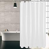 KIPIDA Duschvorhang Textil, Anti-Schimmel, Wasserdichter, Waschbar Anti-Bakteriell Stoff Polyester Badewanne Vorhang mit 8 Duschvorhängeringen, 120x180cm, Weiß