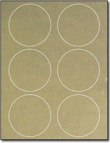 3 1/3" Round Gold Foil Labels for Laser Printers - 10 Sheets / 60 Labels