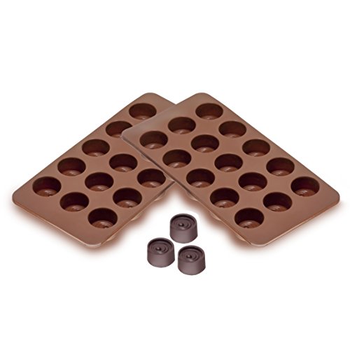 Sorbus Round Silicone Mold for Chocolate Jelly and Candy - 15-piece Per Mold (Set of 2)