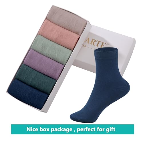 Image of MAGIARTE Womens Mini Crew Cotton Socks,6 Pairs | Anti-pilling Cotton, Casual Athletic, Quarter Calf, Moisture Wicking,Gift box packaging