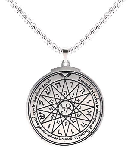 Collier sceau de Salomon en acier inoxydable avec pendentif amulette et chaîne large pour homme