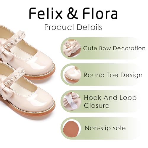 Image of Felix & Flora Toddler Girl Mary Jane Dress Shoes - School Oxford Flats for Girl Party Shoes.