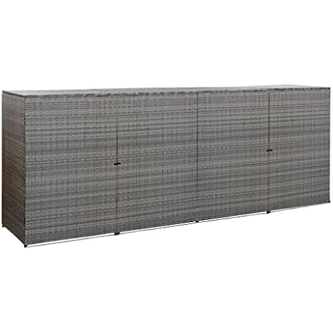 Goliraya Quadruple Wheelie Bin Shed Anthracite 305x78x120 cm Poly Rattan Cover