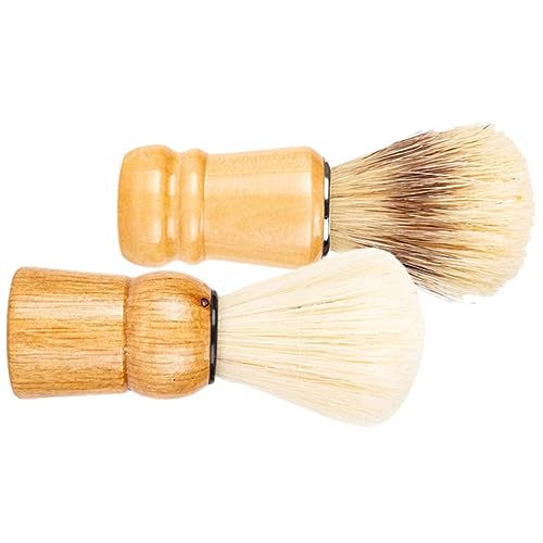 TOVINANNA Men's Shaving Brush Set 2pcs Shave Brush for Men Real Badger Hair Brush Wood Handle Beard Brush Barber Duster Brush Shaving Accessory