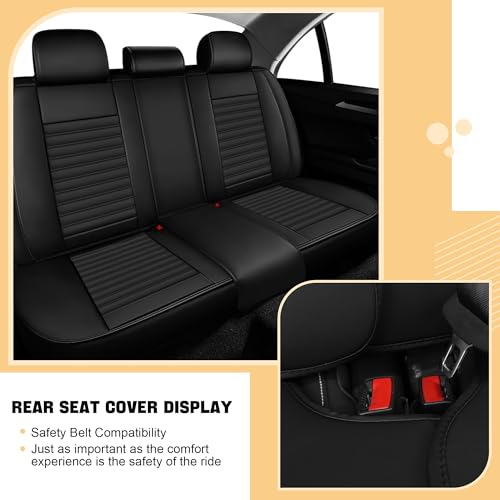 Image of Car Seat Cover for Chevy Equinox 2005-2026 Black&Black 5 Seat | Nappa Leather Car Seat Protector Fashion Anti-Slip Waterproof Breathable Easy to Install, Auto Interior Accessories(Full Set)