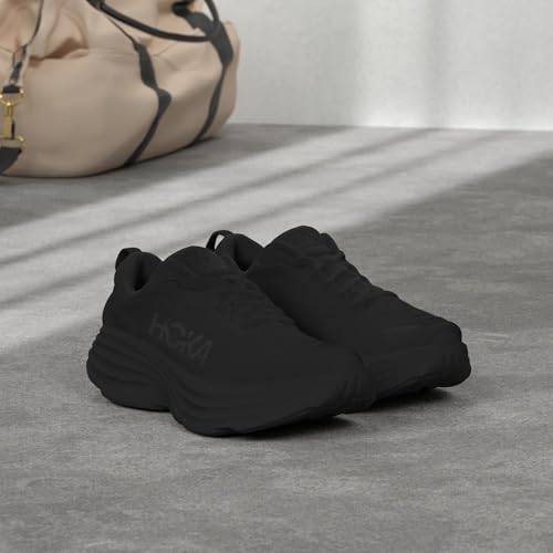 HOKA ONE ONE Bondi 8 Womens Shoes Size 9.5, Color: Black/White/Black2