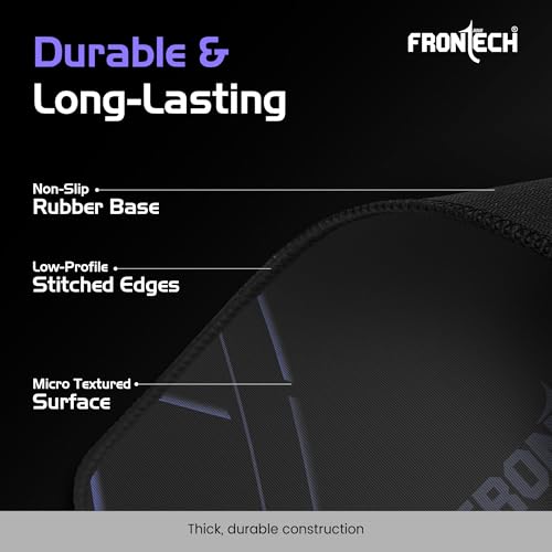 Image of FRONTECH Premium Computer Mouse Pad - 260mm x 210mm x 3mm | Anti-Slip Rubber Base | Water-Resistant | Micro-Textured Surface with Stitched Edges (MSP-0061 Purple)
