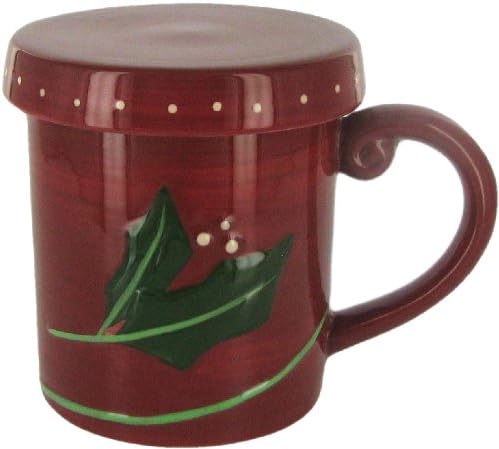 Christmas Traditions Holiday Ceramic Mug w/Cover Ivory