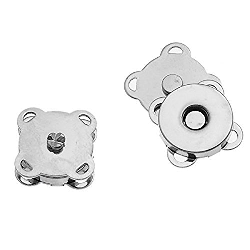 Tinksky 10 Sets of 15mm Sew In Magnetic Bag Clasps for Sewing Craft Clothing Bag Scrapbooking (Silver)