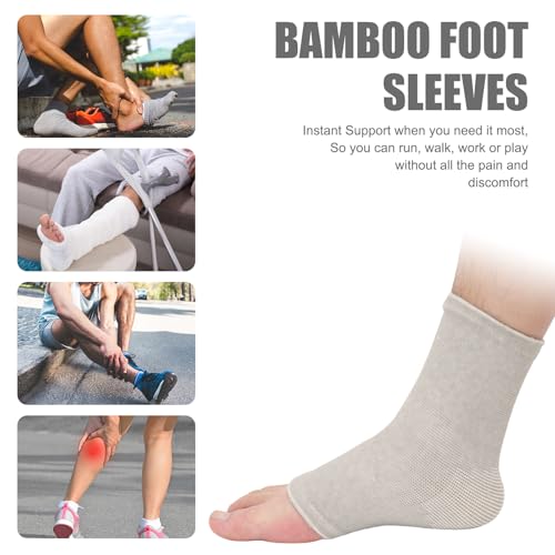 Ankle Brace Sleeve 3 Pairs Ankle Compression Sleeve White Compress Bamboo Foot Sleeves Open Toe, Suitable for Men and Women Swelling, Plantar Fasciitis and Sprains (9.05 * 3.74in)