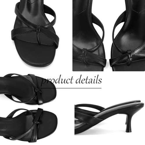 Image of Dsevht Gold Kitten Heel Sandals for Women Flip Flop Strappy Mule heels Rounded Open Toe Heeled Thong Sandals Women