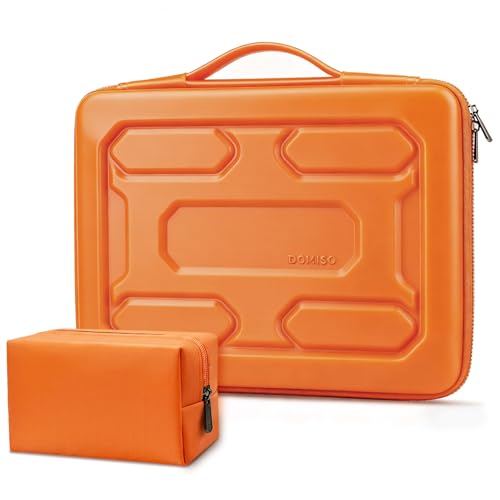 DOMISO Laptop Hard Case 14-14.4 inch Waterproof Shockproof Hard Shell Laptop Sleeve with Handle & Storage Pocket, Compatible with MacBook, HP, Dell, Orange