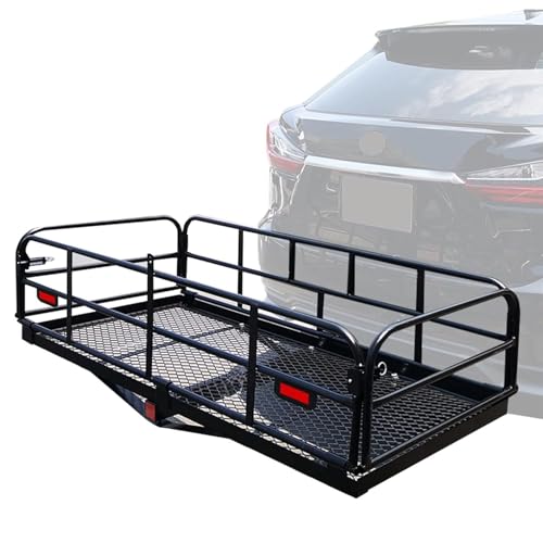 Cesta de transporte de carga tipo gancho, capacidad resistente de 500 libras, diseño plegable para un fácil almacenamiento, compatible con receptores de 2 pulgadas, ideal para un transporte seguro del