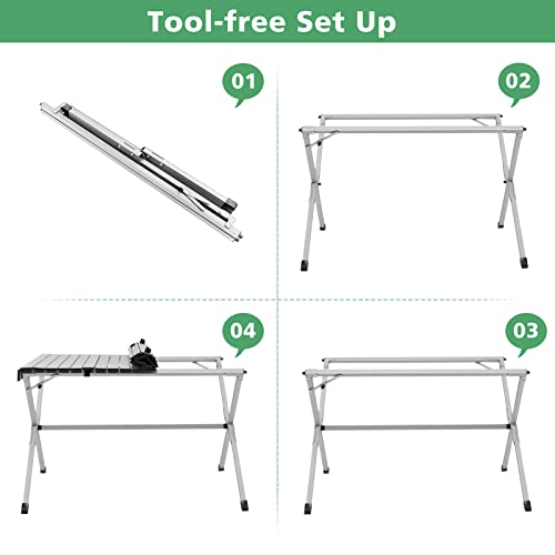 Giantex Folding Camping Table, Aluminum Picnic Table For 4-6 Person, Roll Up Tabletop With Carrying Bag For Outdoor Beach Bbq Backyard (Silver) #TOP3