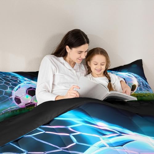 Image of Feelyou Soccer Comforter Set Full Size 3 Pcs Kids Boys Girls