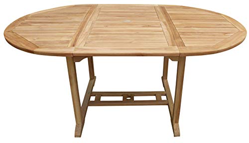 Seven Seas Teak Ocean Beach Round To Oval Outdoor Patio Extension Table, Made From Solid Teak Wood #TOP7