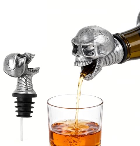 Decanter per Vino Rosso, Versatori Metal Teschio pour Beccuccio Liquore Tappo Versatore Dosatore Professionale Versatore Accessori Vino per Liquori Aeratore Vino per Vino Olio Cocktail Succo Set Vino