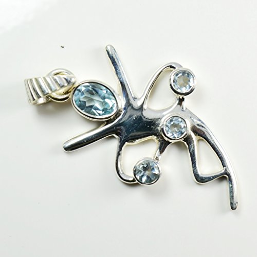 Pendentif topaze bleue danseuse argent massif pour exprimer votre grâce - 2