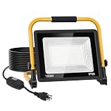 ZHPINGMX LED Work Light 100W, 11000LM Portable Work Light with 16.5FT Cord,Flood Lights for Outdoor Indoor Job Site Workshop Garage Construction Site Lighting,IP66 Waterproof