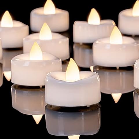 AMAGIC 12 Flickering Tea Lights with Timer Cover
