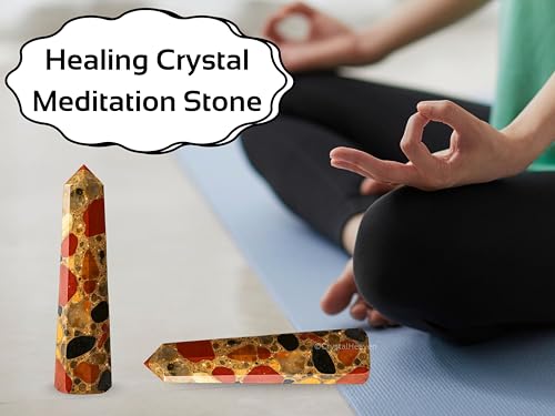 Image of Certified Spotted Jasper Crystal Tower Obelisk Point for Chakra, Healing and Balancing - AAA Grade Original Certified Gemstone Agate for Reiki Meditation Yoga Spiritual (2-3 Inches)