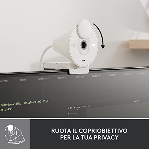 Brio 300 Webcam Full HD con Otturatore Privacy, Mic con Riduzione del Rumore, USB-C, Streaming, Certificata per Zoom, Microsoft Teams, Google Meet, Correzione Automatica della Luce - Bianco - Webcam - Immagine 5