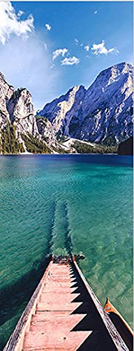 Chezmax 3D Natural Scenery Landscape Door Sticker Self-Adhesive Wallpaper Waterproof Removable Door Mural Decal For Room Bedroom Wardrobe Home Office Decoration 35.4" W X 78.7" H (Boat Lake) #TOP11