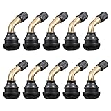 10 pcs Tubeless Tire Valve Stem PVR70 Bent 90 Degree Angled Tire Valves Stem Brass Snap-in Black Rubber Base Metal Valve Stems for Motorcycle Scooter ATV Go Kart Fits Tubeless Tire Rim