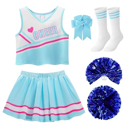 ReliBeauty Cheerleader Costume for Girls,Blue 130