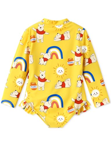 Image of Disney Frozen Stitch Princess Minnie Mouse Girls Swimsuit Long Sleeve Rashguard UPF 50 One Piece Bathing Suit Size 3M-13Y