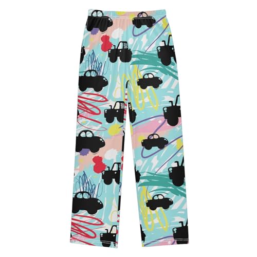 visesunny Boys' Pants Color Car Tractor Jogger Pants Elastic Waist Long Bottoms Trousers with Pockets S