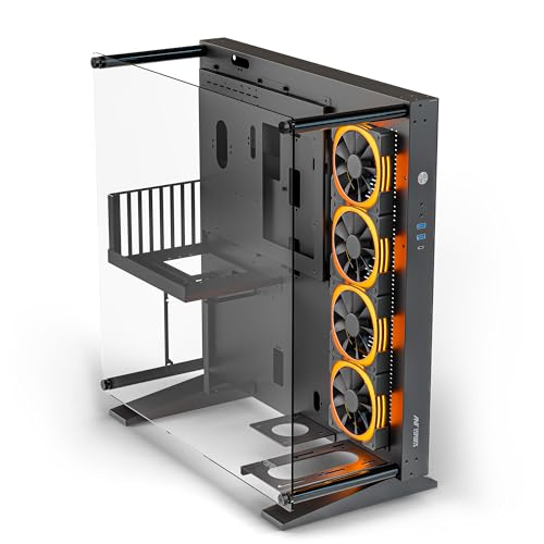 Ant Esports Cypher K9 Full-Tower ATX Open-Frame Computer Case/Gaming Cabinet - Black | Support Micro-ATX, Mini-ITX | Pre-Installed 4 ARGB-PWM Remote Controlled Fans